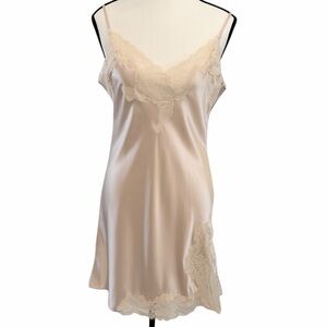 🌸 NWT SilkSilky Blush Pink Silk Lace Chemise Slip Nightgown Size S